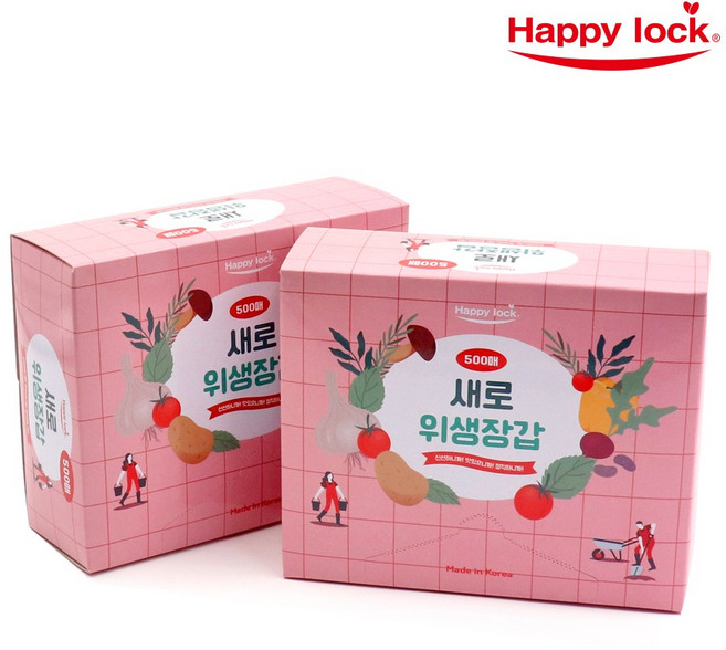 해피락 새로 비닐 위생장갑 실속형 500매 x 2개, 500개입