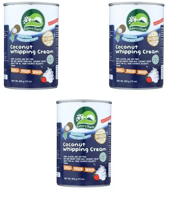 네이쳐스참 코코넛 휘핑 크림 비건 3개 400ml 베이킹 오븐 제빵사 에어프라이어 빵 제과, 1개