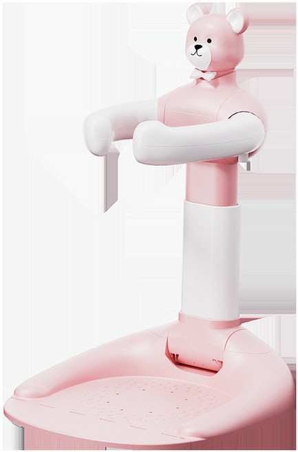 寶寶站立洗澡臺可摺疊洗頭屁屁神器可調節便攜家用防滑兒童洗澡架, 1個, 升級摺疊款-卡通-粉色:如圖