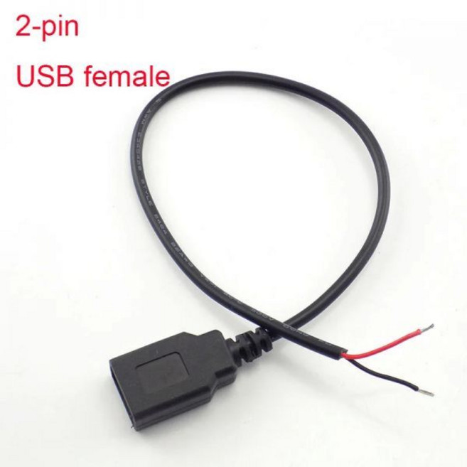 USB 2.0 A 타입 암수 커넥터 잭 전원 수리 충전 데이터 케이블 코드 익스텐션 와이어 5V 어댑터 V27 30cm 2 핀 4 코어, [03]female USB 2pin_[01]30cm, 1개