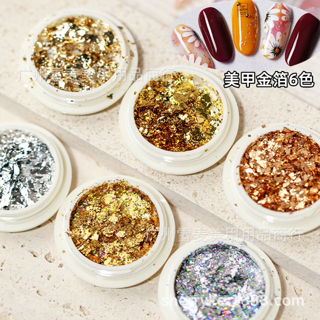 美甲金箔紙 光撩箔紙 指甲飾品貼紙, 1個, 金箔絲-1入