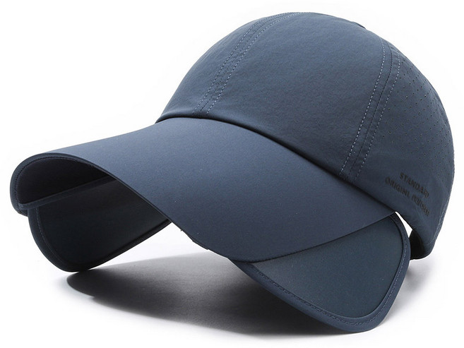 남녀 공용 챙 길이 11CM 롱 바이저 길이 조절 기능 자외선 차단 모자 메쉬 썬캡, 롱바이저썬캡 네이비, 1개