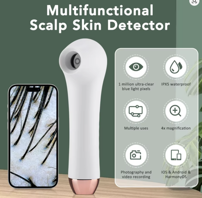 시각적 피부경 두피 얼굴 피부 분석기 기계 1000X 피부 돋보기 두피 진단 기계 Wifi 현미경 피부 테스트, 1개, 1000