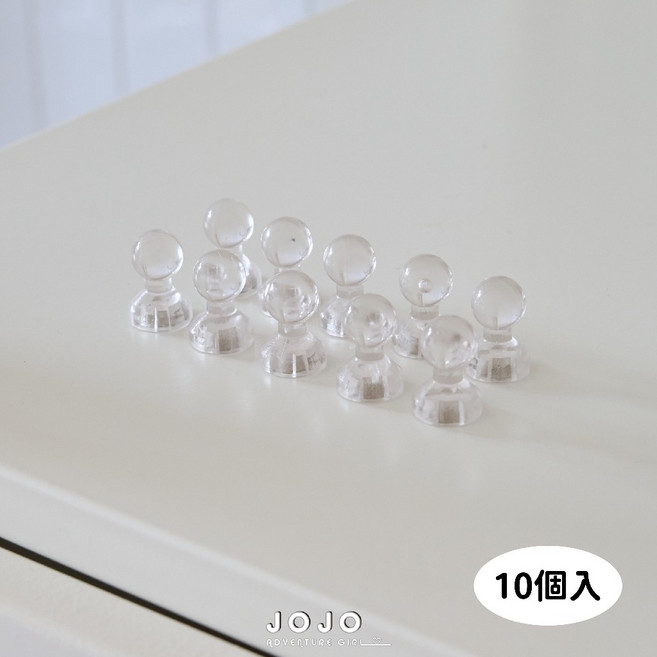JOJO 透明小圓磁釘 磁鐵 冰箱貼 房間裝飾 櫃子裝飾, 1個, 透明小磁釘(10入)