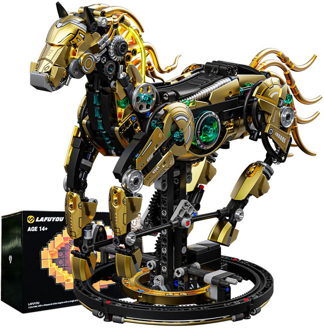 라푸유 달리는 말 MOC블록 움직이는 말피규어 프라모델 horse 모형 어른장난감 주말생활 블록선물 MOC블럭 LAFUYOU.No13088, No.13088, 1개