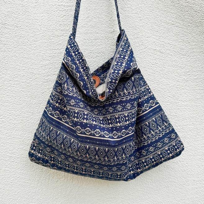 YUYIMI 페이즐리 에코백 천연식물염료 프린트 면가방