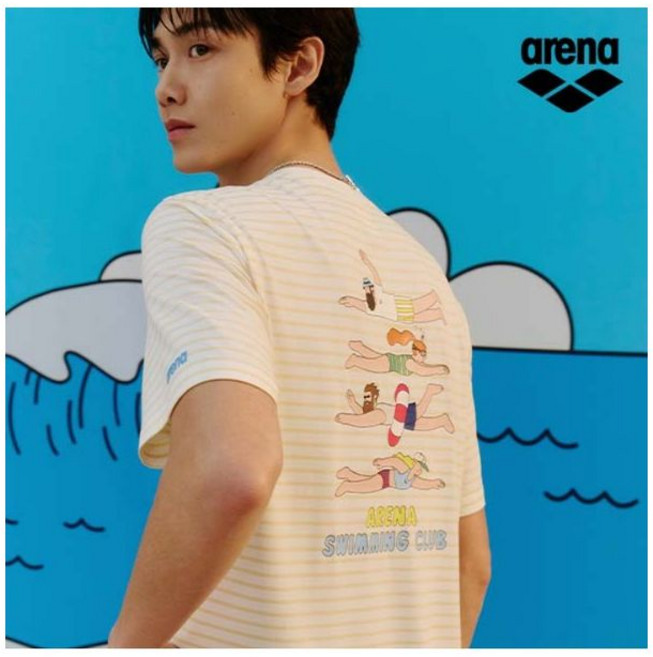 아레나 ARENA x 전황일 유니 스트라이프 래쉬가드 A6BC1RR93LYL
