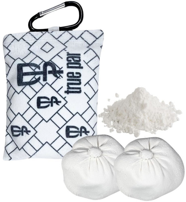 트루 파 디스크 골프 - 초크 백 번들 추가 볼 2개 리필 가능한 그립 핸드 카라비너가 포함된 액세서리 선물, White Geometric, 1개