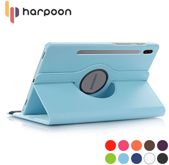 갤럭시 탭S7플러스 12.4 T970 360도 회전 레더 케이스, 라이트블루, 1개