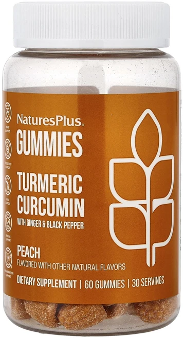 행복하고 건강하게 NaturesPlus 강황 커큐민 생강 및 흑후추 함유 구미젤리 복숭아 구미젤리 60개 백년회로하세요, NaturesPlus강황커큐민생강및흑후추함유구미젤리복숭 - 쿠팡