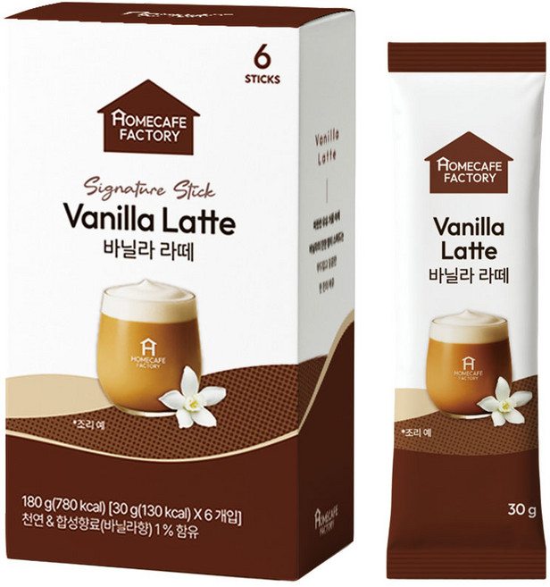 홈카페 팩토리 시그니처 바닐라라떼 파우더 스틱, 1박스, 6개입, 30g