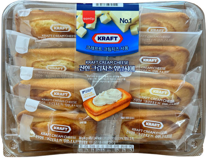 삼립 크래프트 진한 크림치즈 휘낭시에 360g(8입)X3팩/1박스, 360g, 3개