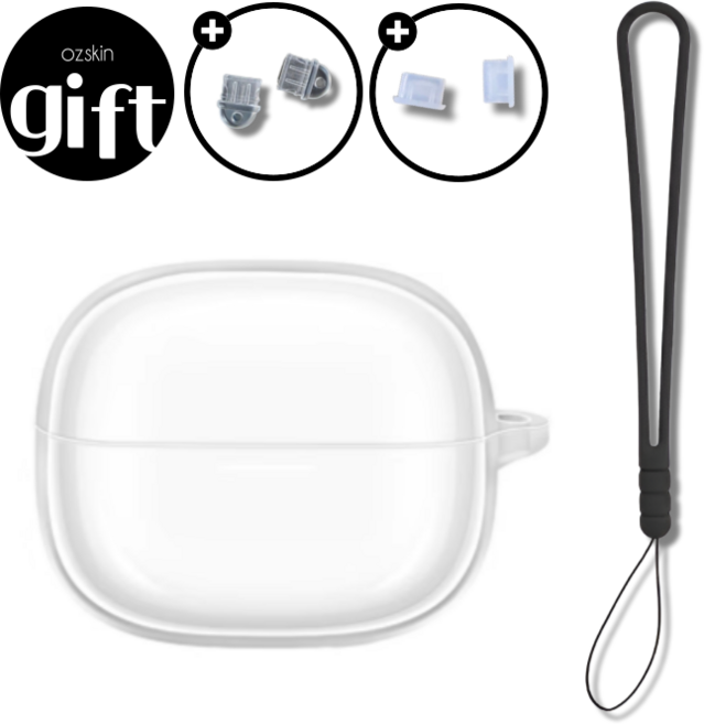 레드미 버즈 6 프로 투명 케이스 실리콘 랜야드, 블랙, 1개