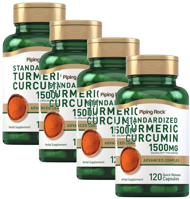 피핑락 터메릭 심황 커큐민 콤플렉스 1500mg 캡슐 PipingRock Turmeric Curcumin Complex, 4개, 120정