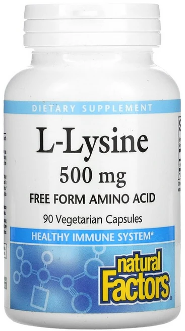 내추럴팩터스 Natural Factors L 엘 리신 500mg 90베지캡슐 라이신 Lysine 염화물 하이드로콜리드 염기성 아미노산, 90정, 1개 - 쿠팡