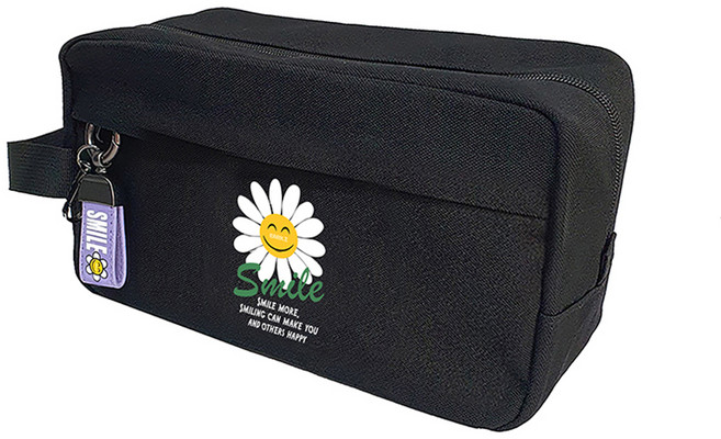 언즈 EARN.Z 데이지 다용도 여행용 파우치 대용량 필통 화장품 세면 디지털 수납 가방, 1개, 블랙