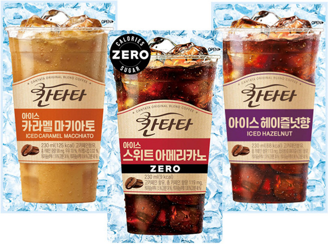 칸타타 아이스 230mlx30팩(헤이즐넛10+카라멜10+아메리카노10), 30개, 230ml