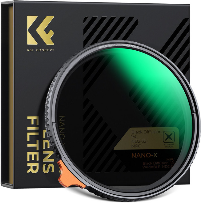 K&F CONCEPT 2-in-1 블랙 미스트 1/4 + 가변 ND2-32 필터, 77mm, 1개