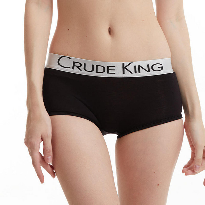 CRUDE KING 無痕平角內褲 中腰舒適透氣 多色可選 彈性輕柔 尺寸M-4XL, 黑色