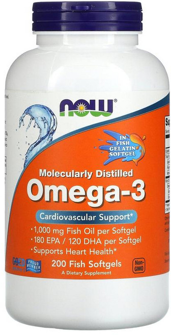 Now Foods 나우푸드 분자 증류 오메가3 200 피쉬 소프트젤 DHA EPA 도코사헥사엔산 에이코사펜타엔산 omega3 약들약 고약사, 200정, 1개