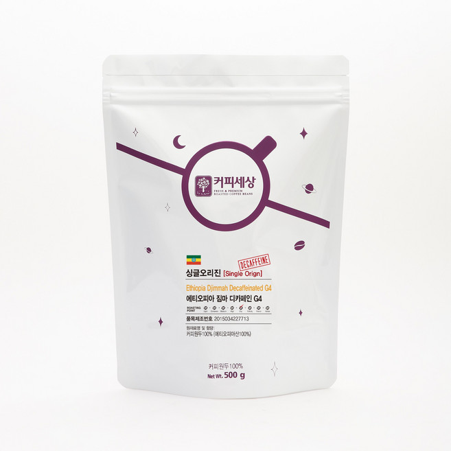 커피세상 디카페인원두 에티오피아 예가체프 짐마 G4, 500g, 1개, 홀빈(분쇄안함)