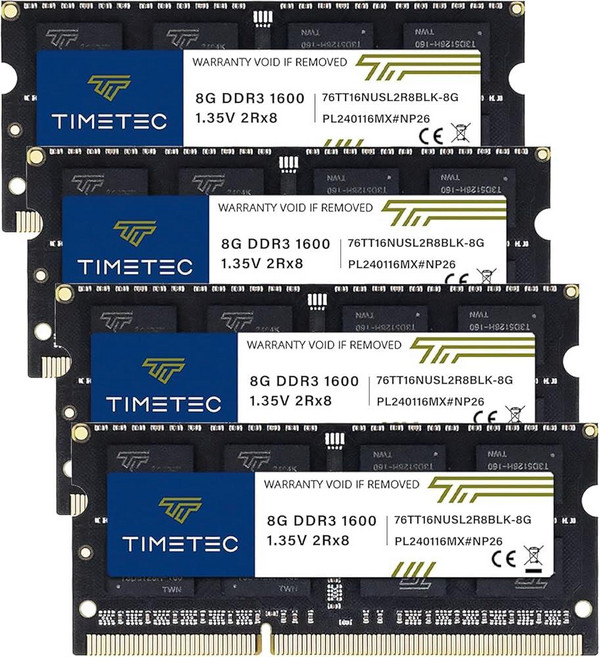 Timetec 16GB (2x8GB) DDR3L/DDR3 1600MHz 메모리 RAM, 32GB KIT(4x8GB) Black
