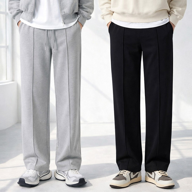 남자 트레이닝 와이드 밴딩 핀턱 바지