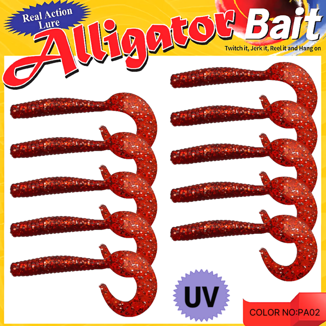 엘리게이터 4인치글럽웜 우럭 광어 농어 지그헤드, P02레드은펄, 1개