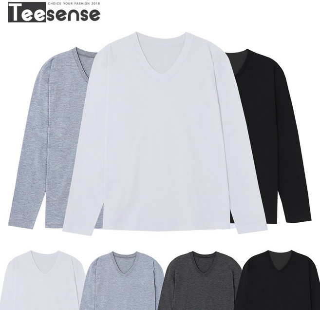 티센스 남여공용 베이직 브이넥 코마사 면