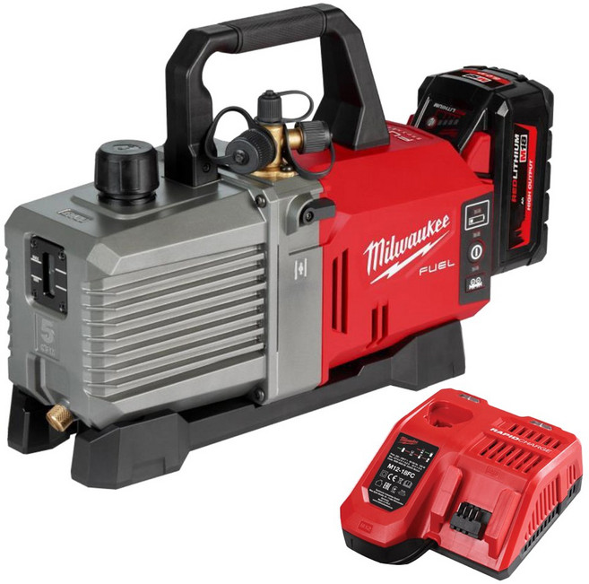 밀워키 충전진공펌프 M18 FVP5 18V 5.0Ah 배터리 5CFM 휴대용펌프 밀위키, 1개