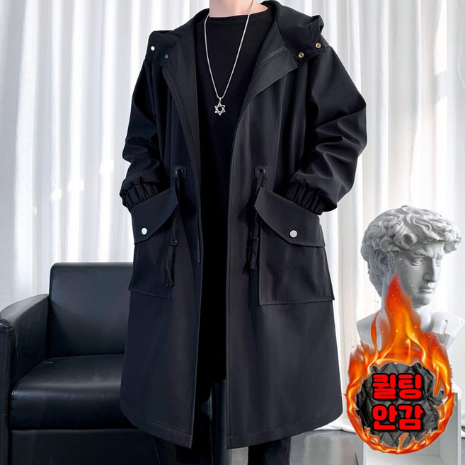 킹앤조이 겨울 남성 야상 패딩 후드 점퍼 라프린