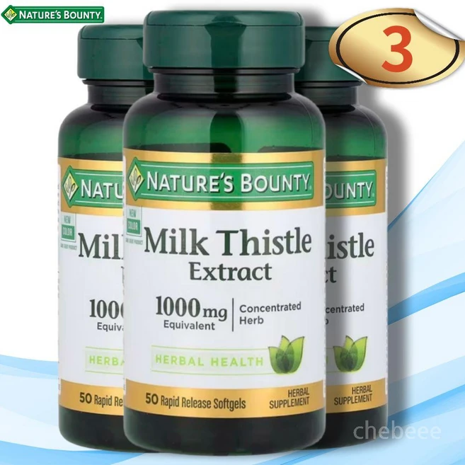 네이쳐스바운티 밀크씨슬 밀크티슬 엉겅퀴 추출물 1000mg 50정 3병 - 쿠팡