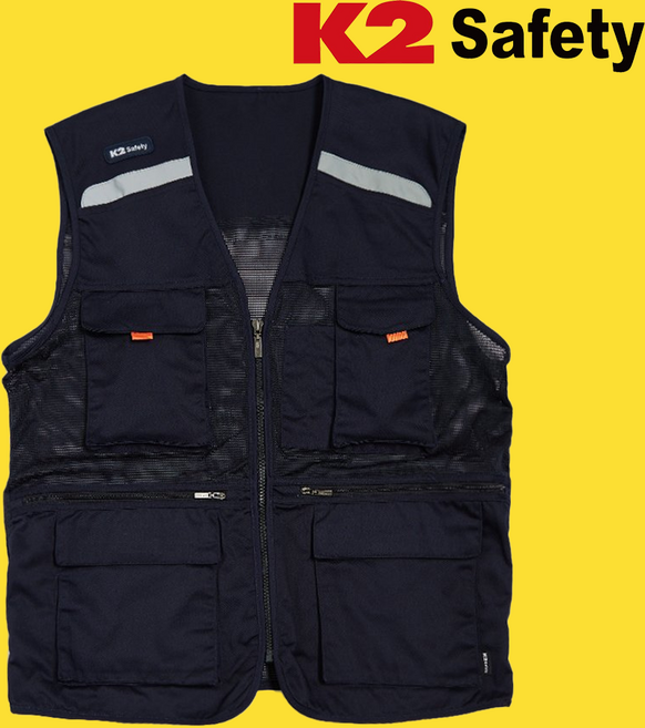 유노이아 K2세이프티 21VE-612R 조끼 네이비 멀티포켓 베스트