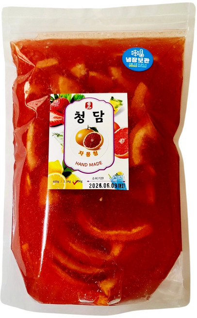 청담 수제청 과일청 레드자몽 슬라이스청 2Kg 대용량, 1개, 1개입