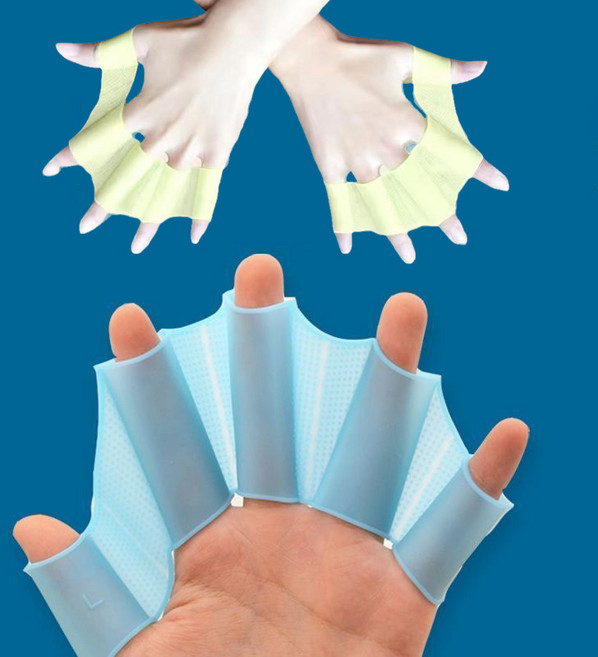 1+4 워터핏 개구리 손 물갈퀴 오리발 물놀이용품 수영 장갑, 블루