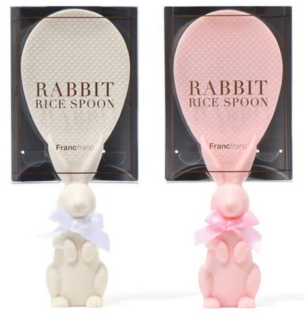 프랑프랑 스탠드 토끼 밥주걱, white pink, 1개
