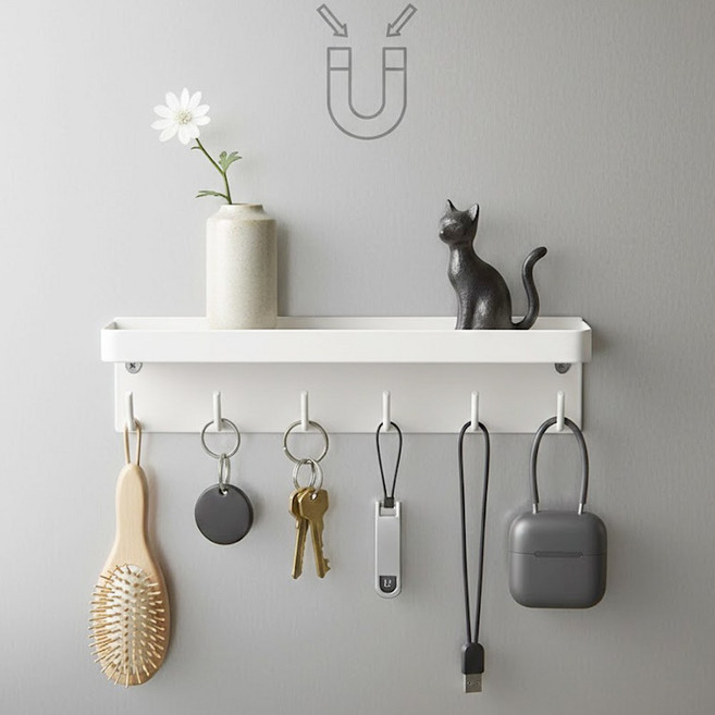 무타공 자석 후크걸이 현관 냉장고자석 걸이, 1개, 화이트 white