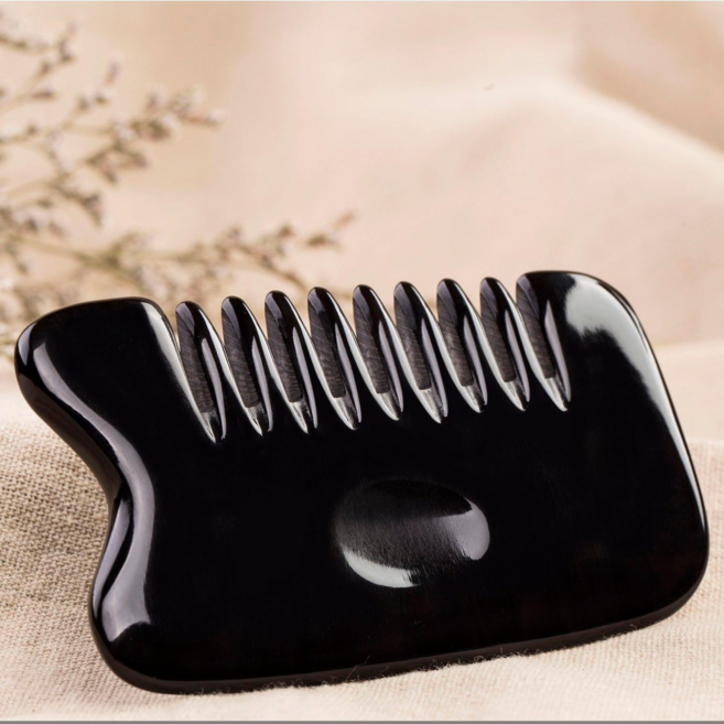 본연 세라믹 물소뿔 로즈쿼츠 괄사 얼굴 마사지 도구 림프 순화, 05)물소뿔 빗괄사 1호, 1개