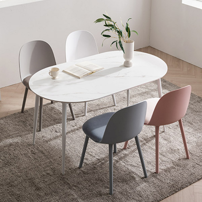 [삼익가구] 순수 세라믹 타원형 1400 식탁 세트(의자4개), 라이트그레이4