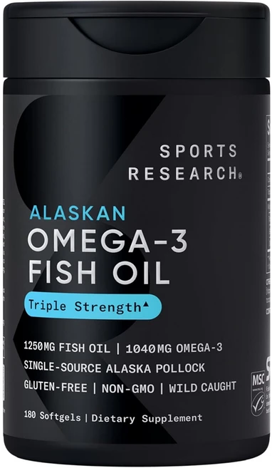 스포츠리서치 1040mg 오메가-3 피쉬 오일 트리플 스트렝스 소프트젤, 180정, 1개 - 쿠팡