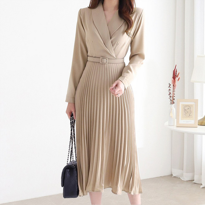 [벨트세트]숄카라 벨트셋 플리츠주름 원피스_M2602OP616A