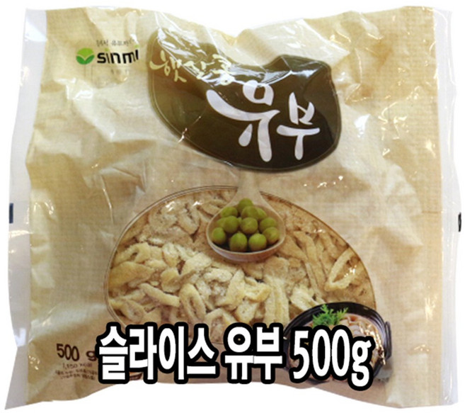 [다인] 유부 슬라이스 500g - 햇살콩 우동유부 고명 냉동 (국내가공), 1개
