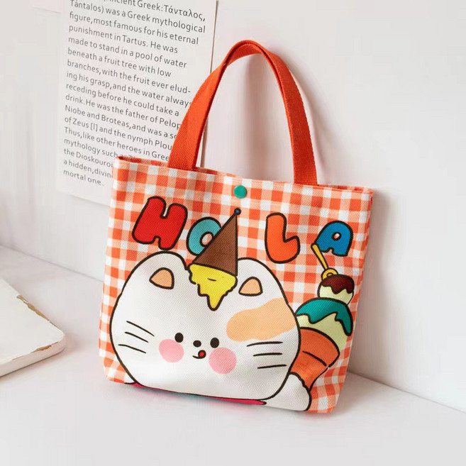 帆布飯盒袋便當手提包可愛學生手提書袋上班上課網紅小拎包