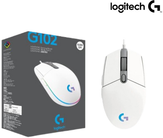 [로지텍코리아 정품] 로지텍G G102 LIGHTSYNC 2세대 게이밍 마우스 (정품박스), 화이트