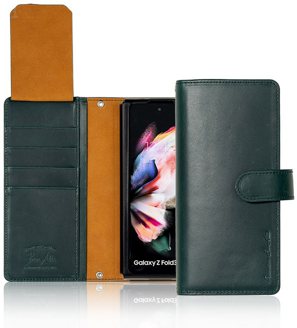 본아띠 갤럭시 제트폴드4 Z폴드3 지폴드2 제니스 천연소가죽 베지터블 지갑형 핸드폰케이스
