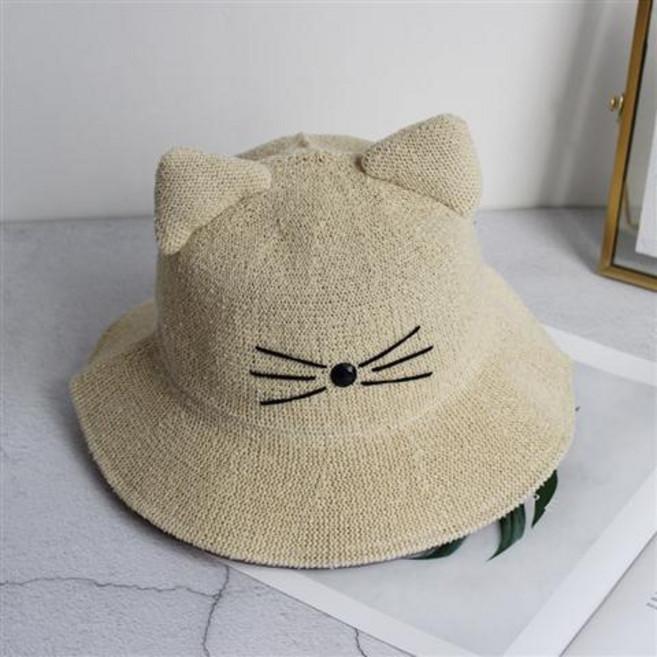 앙증맞고 귀여운 고양이 귀마개 벙거지 여 여름 통풍면마 썬캡 벙거지