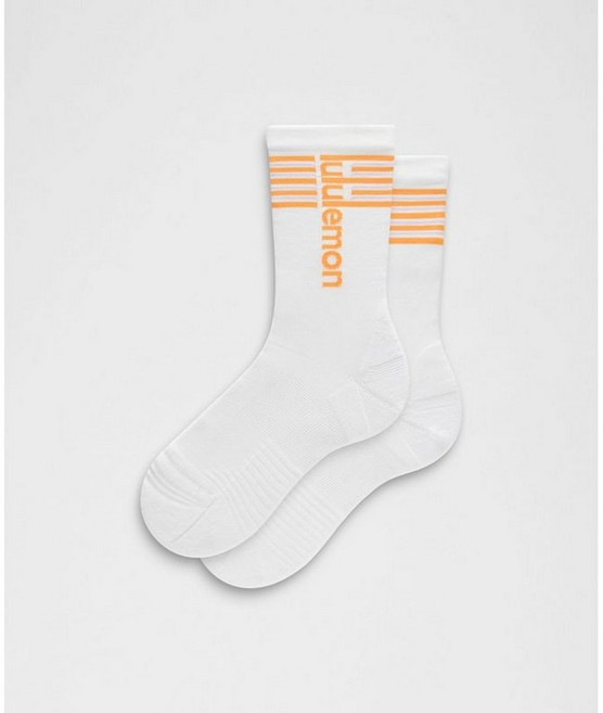 룰루레몬 유니 파워 스트라이드 크루 삭스 *스트라이프 WHT CSZT LU9DBNS-078752, White/Citrus Sizzle Tone, S