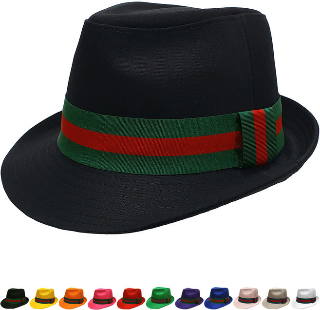 면무지 삼색띠 페도라 중절모 사계절용 햇 자외선차단 남자 여자 예쁜 모자-HAT260230