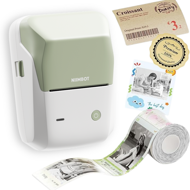 Niimbot B1 Pro 듀얼컬러 라벨프린터, 1개, B1 Pro그린+사각화이트50x50