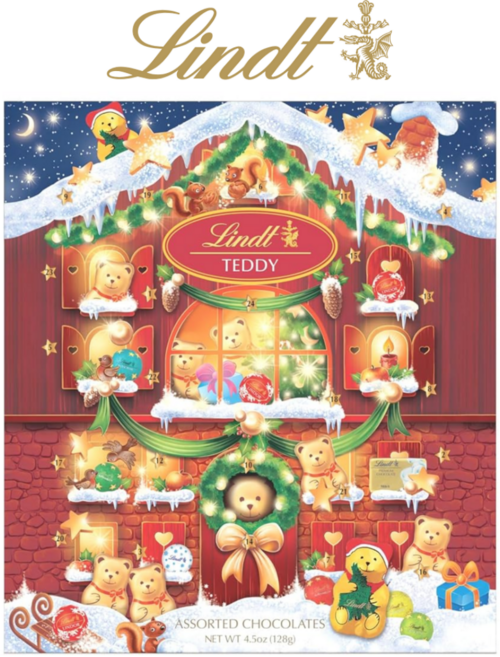 린트 어드벤트 캘린더 2023 테디베어 홀리데이 크리스마스 카운트다운 달력 초콜릿 린드트, 128g, 1개